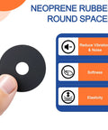 Hardcore Neoprene Rubber Spacers Anti Vibration Isolation Pads Bushing Washers For HVAC And Street Cars. Round black spacer held in hand.