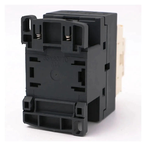 AC Electromagnetic Contactor Three-Phase 3P 3NO, 12A Load, 120V Coil, Heavy-Duty Beefed-Up Industrial Relay For Motors And Control Panels, Reliable Start-Stop Switching For High-Current Machinery. Black plastic housing with terminal slots