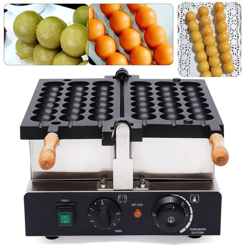 Slap Together Delicious Treats With This Commercial 1800W Bubble Skewer Waffle Ball Machine featuring dual heating plates and temp controls.