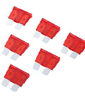 100 Pack 10 Amp Atc Ato Standard Fuse Blades For Cars Trucks Boats Rvs With Tin Plated Zinc Terminals Offering Legit Heavy Duty No Sweat Short Circuit Protection displayed diagonally.