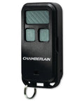 956EV-P2 Keychain Garage Door Remote Control with 1500 Foot Range, black compact design, front view showing buttons and keyring