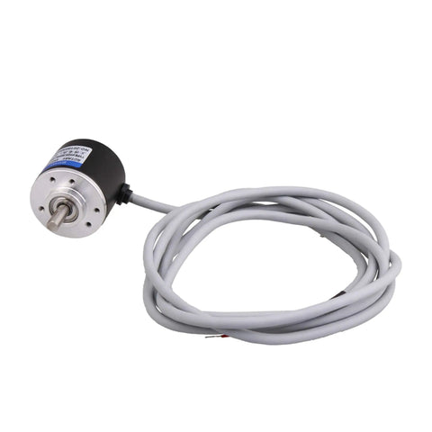 Incremental Rotary Encoder 600P/R, DC 5-24V Wide Voltage, 6mm Shaft, with 194cm Cable, shown from front view