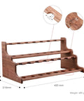 Premium Solid Wood Pipe Stand Featuring 16 Custom Cubbies Double Tier Desktop Tobacco Display Rack measurements and details