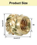 M3 Brass Heat Set Threaded Inserts Pack Of 120 Knurled Nuts For Plastic And Metal Assemblies M3x5x4 Size with dimensions shown