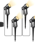 4 Pack Landscape Lighting Kit With Plug In Outdoor LED Spotlights Low Voltage 12V Transformer 3000K Warm White IP65 waterproof