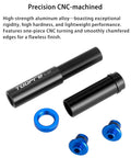 Precision CNC-machined parts for Chain Keeper For Bike Travel And Maintenance, Adjustable Dummy Hub Axle Stabilizer shown disassembled