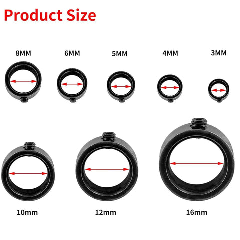 8 Pack Adjustable Drill Depth Stop Collar Set With Pro Grade Precision Guide Rings And Wrench, Black Depth Limiter Tool sizes