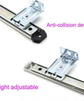 Full Extension Drawer Slides 2 Pack Silent Smooth Ball Bearing Rails with anti-collision, heavy-duty steel, adjustable height