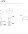 Technical drawing of Restoration Basin Tap Faucet In Oil Rubbed Bronze With Brass Construction Ceramic Disc Cartridge specifications