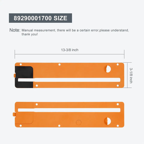 Table Saw Throat Plate Replacement For Ridgid R4513 89290001700 Part shown with dimensions and orange design