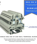 Gray DIN Rail Terminal Block Kit With 20-Position DK2.5N, 12 AWG, 20A, 600V Ground, features aluminum rail for control panels.