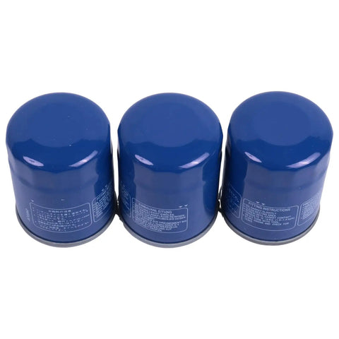 Three Pack Oil Filter Kit 2630035503 For Hyundai And Kia Engines 1.4L Through 3.5L 1997 To 2024 in blue color, top view