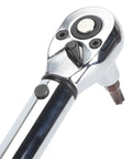 Close-up of the ratchet mechanism of Heavy Duty 5-25Nm Adjustable Click Torque Wrench Set With Stainless Steel Socket Kit.