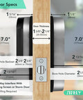 Dimensions diagram for Smart Door Lock With Built In WiFi And Fingerprint, Handle And Keypad, Remote Access And Auto Lock.