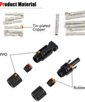 50 Pairs Waterproof Solar Panel Connectors With Pins And Spanners, MC4 Style Male And Female Plugs, integration of materials.