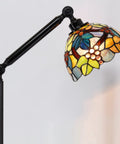Amber Grape Stained Glass Tiffany Floor Lamp With Adjustable Swivel Arm 72 Inch Tall Reading Light close-up of glass shade