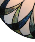 Close-up of Tiffany-style patterned glass on Vintage Stained Glass Ceiling Light 18-Inch Flush Mount Fixture With Bowl Shade.