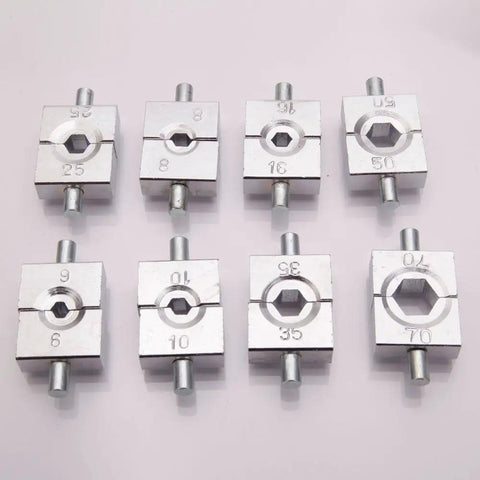 9 die sets for 10 Ton Hydraulic Crimp Tool For Battery Cables, Lug Terminal Crimper, durable hardened steel with chrome finish
