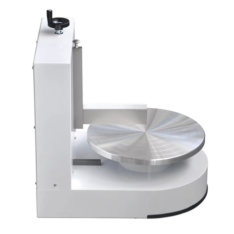 Side view of Pro Grade Cake Decorating Turntable With Smoothing Coating Machine For 6 To 14 Inch Cakes, AC110V, 0 To 7.83 Inch Height
