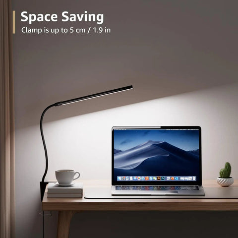 Clip On Desk Lamp LED Reading Light With USB Power Dimmable 3 Color Modes And 10 Brightness Levels Small Clamp Table Light