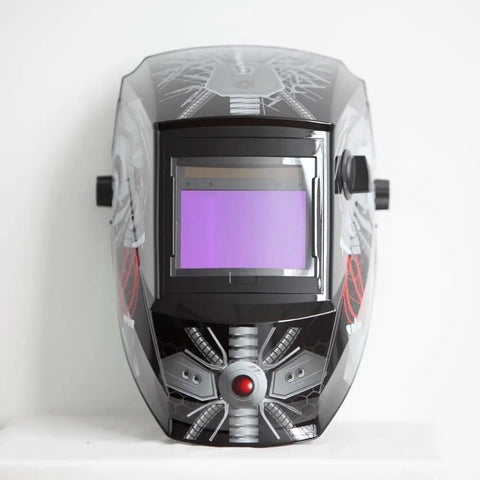 Front view of True Color Auto Darkening Welding Helmet With Wide Shade Range 4/5-13, Solar Powered Eye Protection