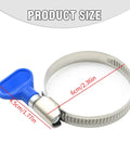 Stainless Steel Hose Clamps Set For Auto And Plumbing, Thumb Screw Key Type Adjustable Clamp, 9 mm Band Width, 10 Pack