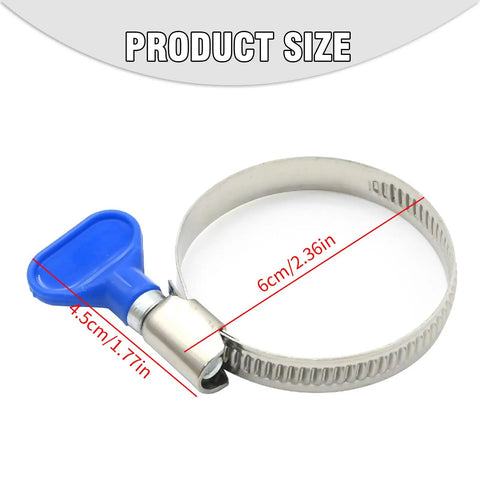 Stainless Steel Hose Clamps Set For Auto And Plumbing, Thumb Screw Key Type Adjustable Clamp, 9 mm Band Width, 10 Pack