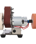 Aynuma Mini Belt Sander And Bench Grinder Combo, 7 Speed with metal motor and sanding attachments for DIY projects.