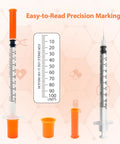 1ml U-100 Syringe With Needle 31G 5/16 Inch 8mm Pack of 30 Sterile, Individually Wrapped, LeakProof for Precise Dosing and Tiny Dose Injections, Great for Home Health Care and Medical Labs. 1ml U-100 syringe with 31G needle and cap