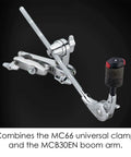 Chrome Cymbal Clamp With Adjustable Boom Arm Featuring Fastclamp System And Quick Tilter Fits Standard Drum Pipes view showing MC66 clamp and MCB30EN boom arm.