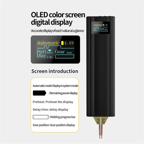 OLED display of Portable Handheld Spot Welder For Nickel Strip And Nickel Band Welding 80 Gear DIY Arc Welder
