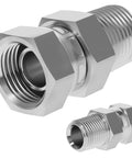 Hydraulic Swivel Adapter One Half Inch NPTF Male To One Half Inch NPSM Female 360 Degree Swivel Fitting For Hydraulic Lines, stainless steel