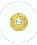 Top view of Tempered Glass Lazy Susan Turntable For Kitchen And Dining Tables, 360 Degree Silent Bearing Swivel Tray with gold center design