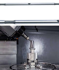 Portable Sheet Metal Nibbler Cutter Drill Attachment for cutting thick metal, double head nibbler tool shown from side and in use.