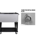 80 Qt Rolling Cooler Cart With Four Wheels And Bottle Opener For Outdoor Parties Patio Backyard Beverage Trolley On Wheels