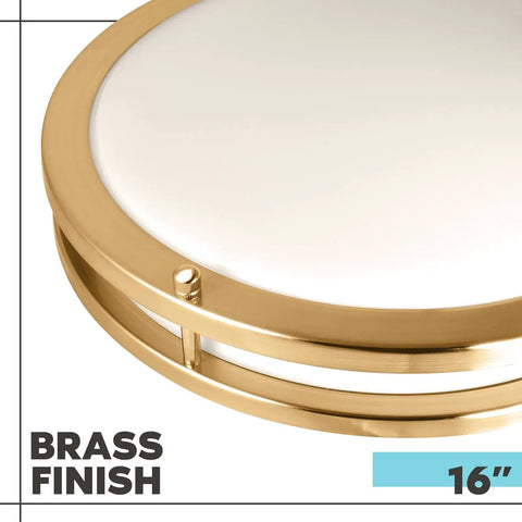 Dope 16 Inch LED Flush Mount Ceiling Light With 5 Color Temperature Options From 2700K To 5000K Dimmable 24W Brass Finish