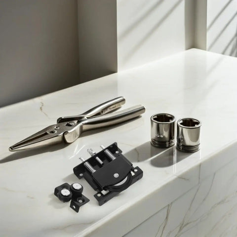 Black Metal Sliding Door Hardware Kit With Heavy Duty Closet Door Pulleys For Ultra Smooth Silent Operation Perfect For Barn Doors And Wardrobe Cabinets Featuring Robust Load Bearing Wheels That Fit T Shaped And U Shaped Tracks Boosts Home Value Now, black sliding door rollers on table