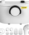 Heavy Duty 400W Macerator Pump With Four Water Inlets for basement kitchen sink with accessories shown