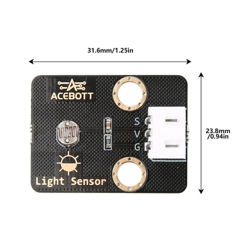 Six Pack LDR Light Sensor 5516 Photoresistor LM393 3 Pin 3.3 to 5V Compatible With Arduino and ESP32 Easy Plug with XH254 Quick Connect Cables and Slot Style Mount, 31.6x23.8mm module