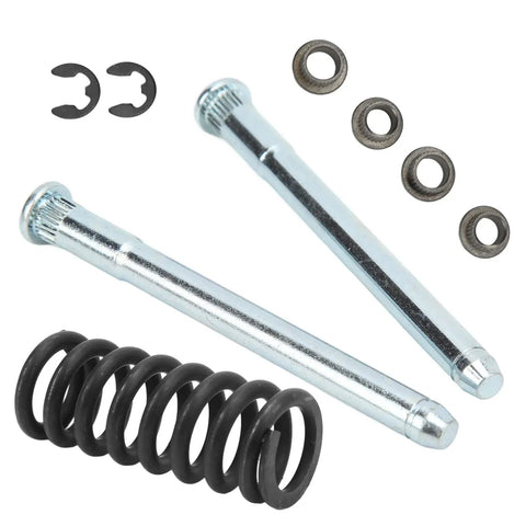 Door Hinge Pin Bushing Kit Direct Fit With Spring For Jimmy Sonoma S10 Metal Replacement Hinge Pins 0.380 X 4.17 In For Front And Rear Doors Restores Alignment And Smooth Opening. Two metal hinge pins, bushings, clips, and spring.