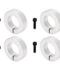 Pro Grade Aluminum Alloy Split Shaft Collar Kit 4 Pack 1 Inch Bore Screw Clamping For Gearbox Assemblies Machine Equipment Provides Solid Grip Locks Down Tight Keeps Everything Secure No Damage To Shaft Surface Structural Quality Rated Top Class, four white collars with black screws