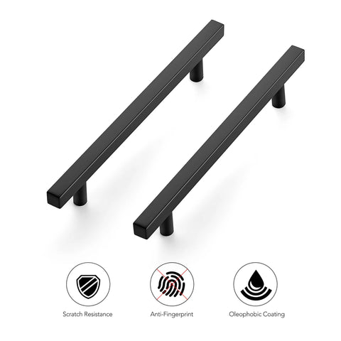 10 Pack Matte Black Square Cabinet Pulls Stainless Steel Kitchen Cupboard And Dresser Handles with scratch resistance features