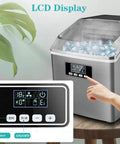 Hella Quick Electric Ice Cube Maker Turns Out Twenty Four Drink Ready Cubes In Under Fifteen Minutes, showing LCD display and touch controls.