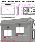 43 inch rear mounting diagram for Multi Size 4K Digital Signage Display With Anti Glare Tempered Glass Wall Mount.