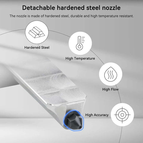 Detachable hardened steel nozzle for A1 Mini and A1 Hotend Print Head Kit With 0.2mm 0.4mm 0.6mm Nozzles, high temperature, accurate flow.