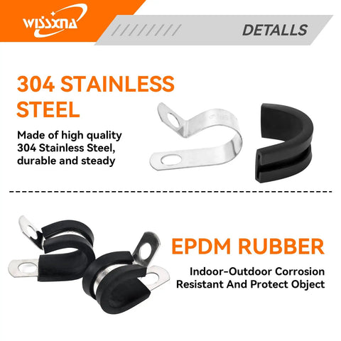 304 stainless steel cushioned cable clamps from 52 Piece Stainless Steel Cable Clamps Set Cushioned Rubber Insulated Clips For Tubes Pipes And Wires Marine Grade 304 Stainless Steel Cord Installation Kit For Auto Boat Home Projects