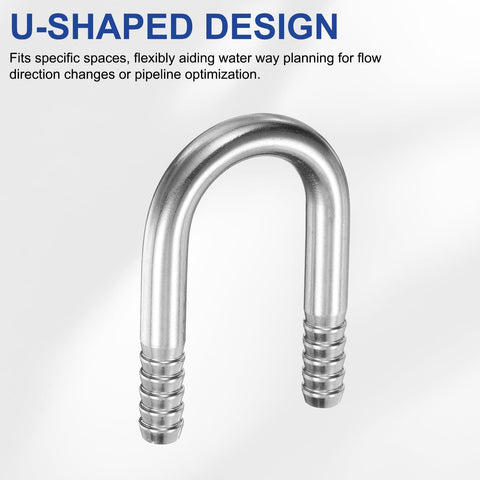 304 Stainless Steel Hose Barb Fitting Three Eighths Inch To Three Eighths Inch U Shaped Joint Connector Barbed Splicer