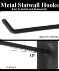 10 Pack 6 Inch Heavy Duty Slat Wall Hooks for Garage Organization Easy No Tool Installation J Shaped Utility Hangers with 15° Angle