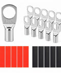 Heavy Duty 10 Gauge Wire Connectors with Heat Shrink Tubing and Tinned Copper Ring Terminals for AWG 12 to 10 Automotive RV Solar