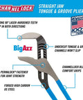 Tongue And Groove Pliers 480 BIGAZZ Straight Jaw With 90 Degree Teeth Forged Steel 20.25 Inch Length 5.5 Inch Jaw Beefy Grip
